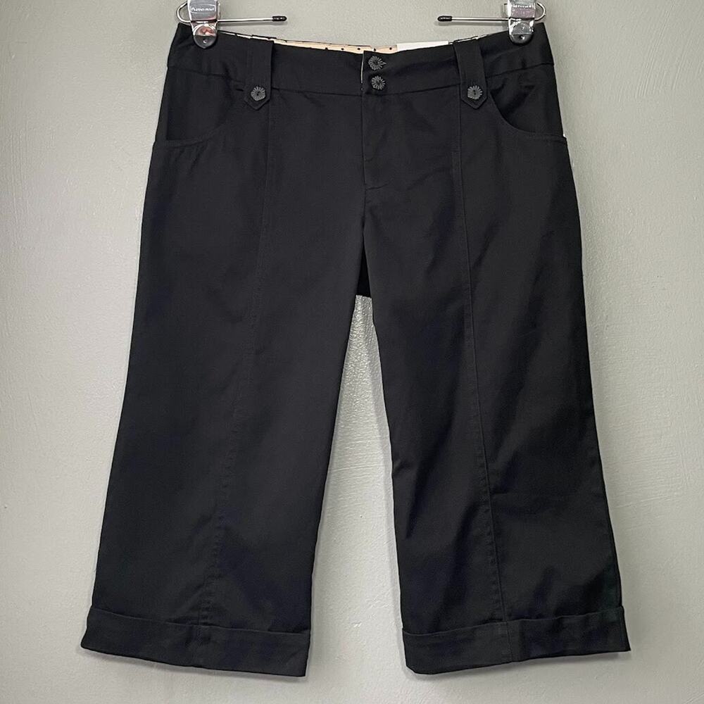 Black Low Rise Gaucho Pants Juniors Size 7 Capris Skimmers 90s Y2K Straight Leg